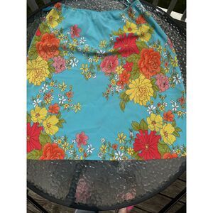 The Limited Vintage Y2K Flower Power Floral Midi Skirt Turquoise Teal Retro